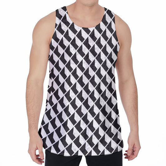 Isometric Geometric Pattern Print Men's Velvet Tank Top