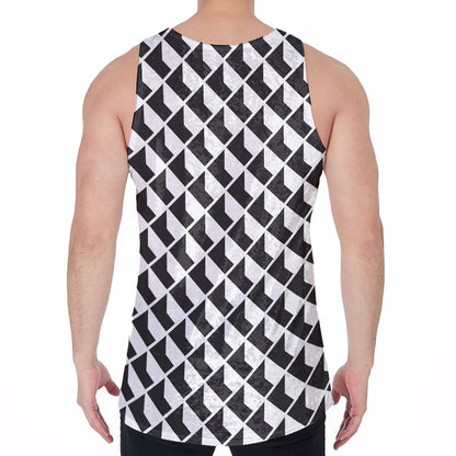 Isometric Geometric Pattern Print Men's Velvet Tank Top