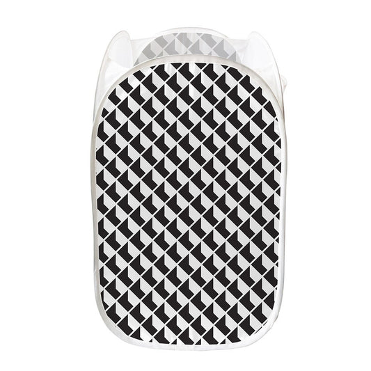 Isometric Geometric Pattern Print Mesh Laundry Hamper