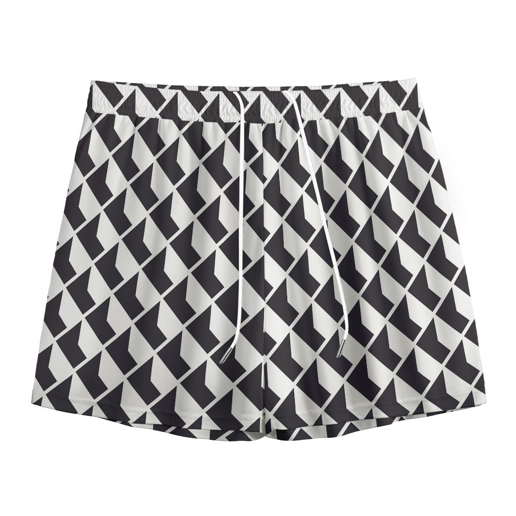 Isometric Geometric Pattern Print Mesh Shorts