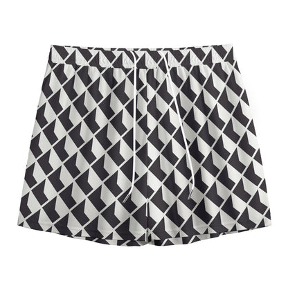 Isometric Geometric Pattern Print Mesh Shorts