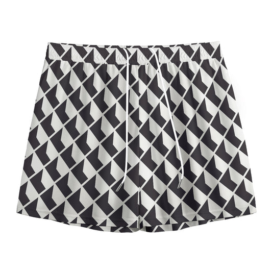 Isometric Geometric Pattern Print Mesh Shorts