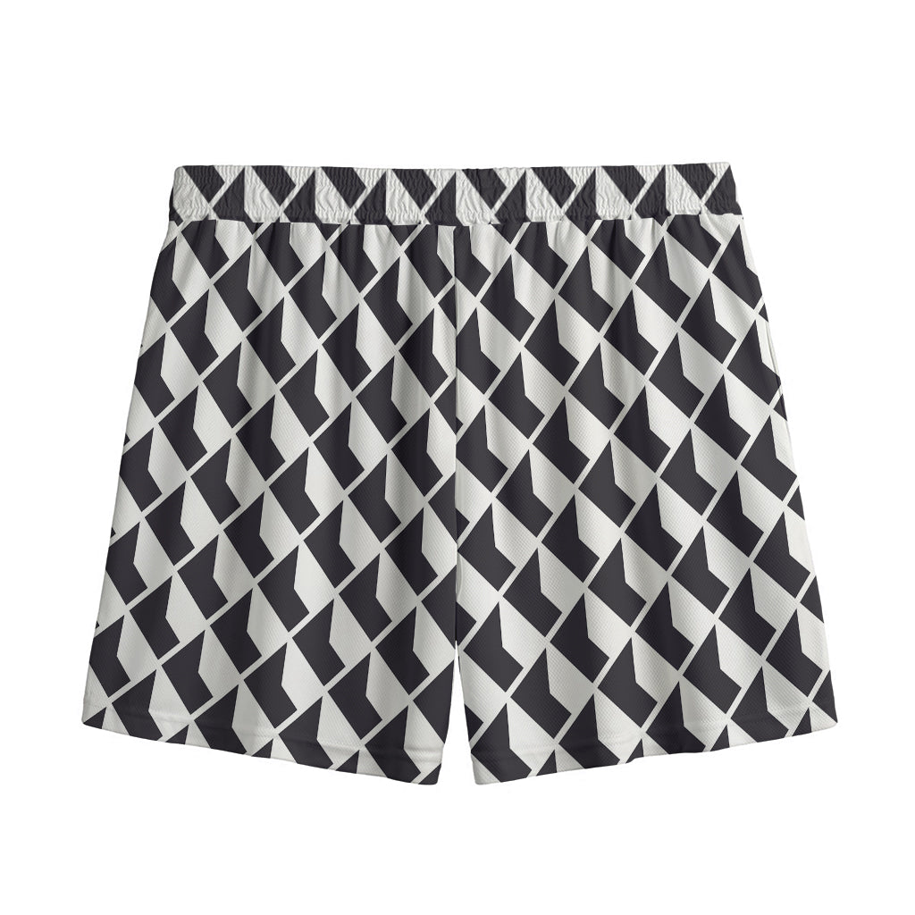 Isometric Geometric Pattern Print Mesh Shorts