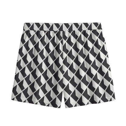 Isometric Geometric Pattern Print Mesh Shorts
