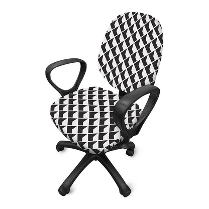 Isometric Geometric Pattern Print Office Chair Cover