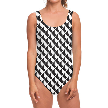 Isometric Geometric Pattern Print One Piece Swimsuit