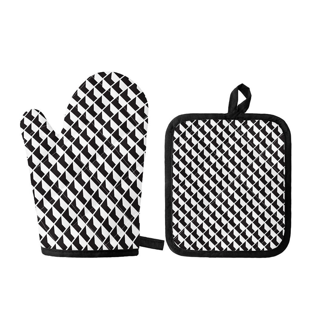 Isometric Geometric Pattern Print Oven Mitt And Pot Holder Set