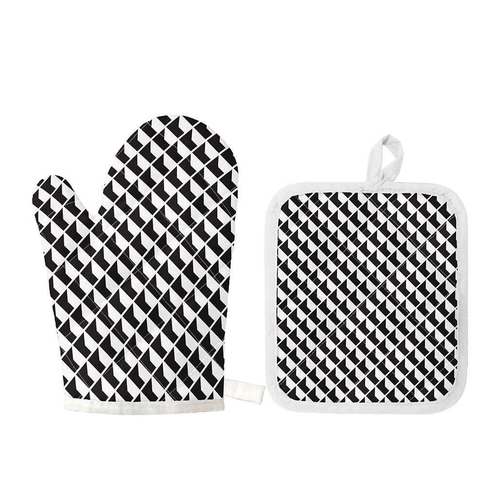 Isometric Geometric Pattern Print Oven Mitt And Pot Holder Set