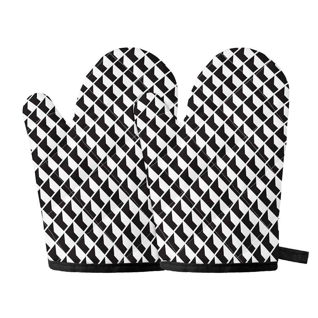 Isometric Geometric Pattern Print Oven Mitts