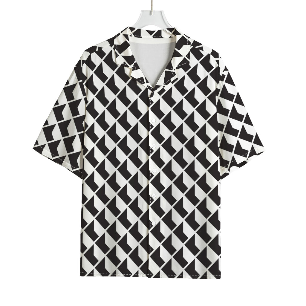Isometric Geometric Pattern Print Rayon Hawaiian Shirt
