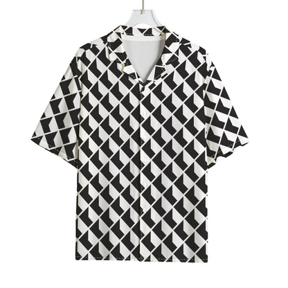 Isometric Geometric Pattern Print Rayon Hawaiian Shirt
