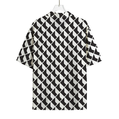 Isometric Geometric Pattern Print Rayon Hawaiian Shirt