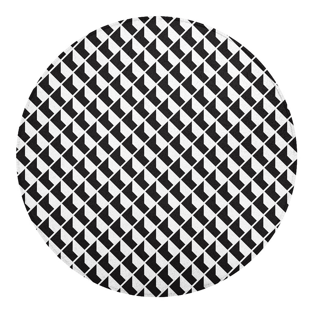 Isometric Geometric Pattern Print Round Blanket