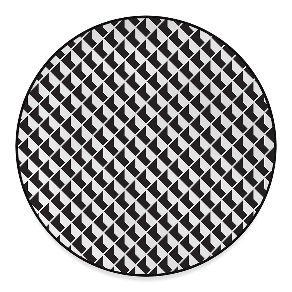 Isometric Geometric Pattern Print Round Floor Mat