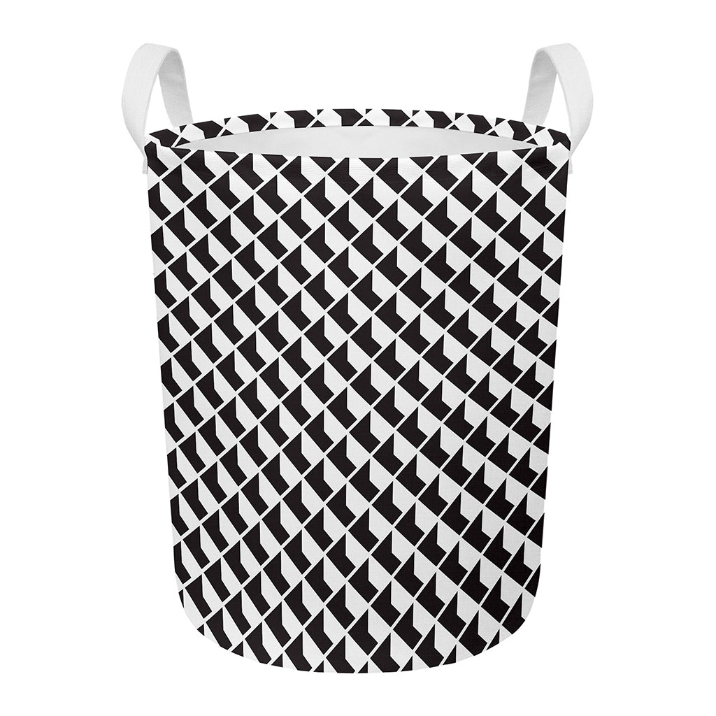 Isometric Geometric Pattern Print Round Laundry Basket