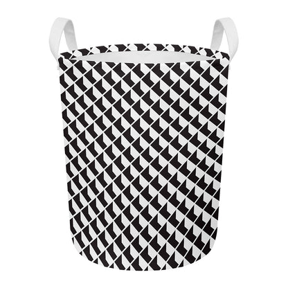 Isometric Geometric Pattern Print Round Laundry Basket