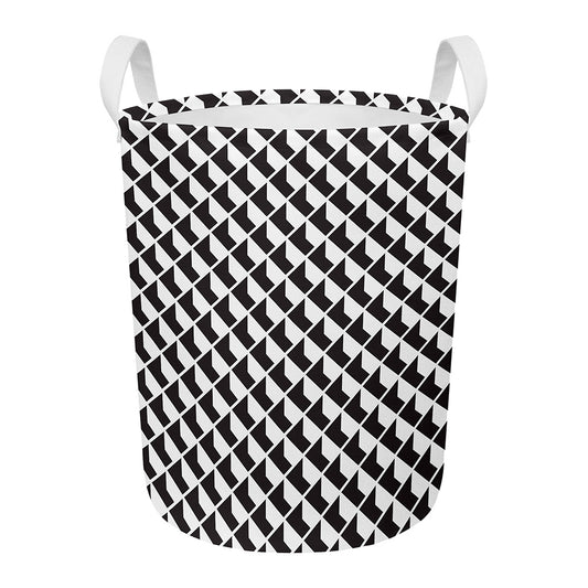 Isometric Geometric Pattern Print Round Laundry Basket