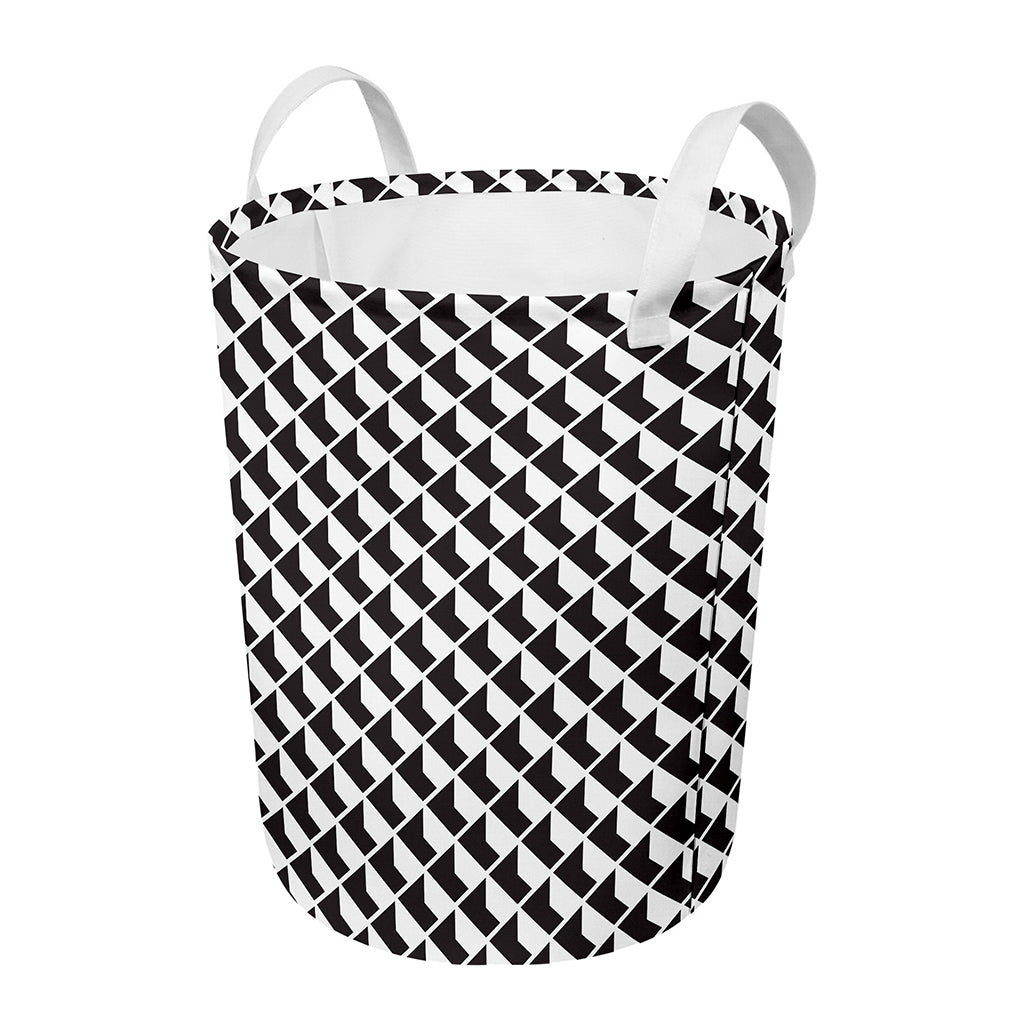 Isometric Geometric Pattern Print Round Laundry Basket