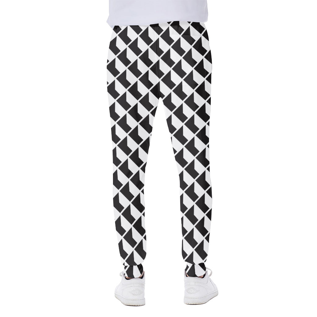 Isometric Geometric Pattern Print Scuba Joggers