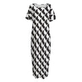 Isometric Geometric Pattern Print Short Sleeve Long Nightdress