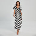 Isometric Geometric Pattern Print Short Sleeve Maxi Dress