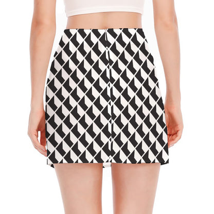 Isometric Geometric Pattern Print Side Slit Mini Skirt