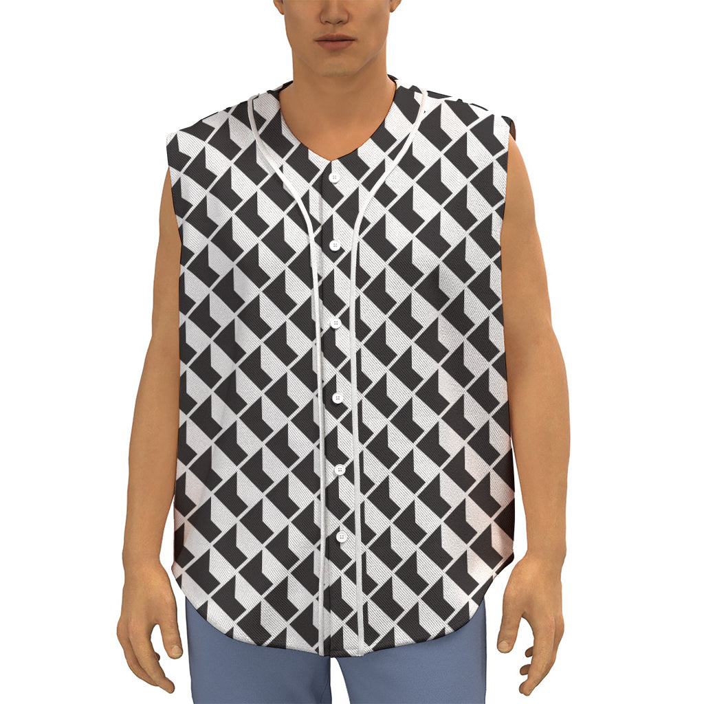 Isometric Geometric Pattern Print Sleeveless Baseball Jersey