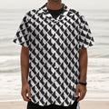 Isometric Geometric Pattern Print Textured Short Sleeve Shirt