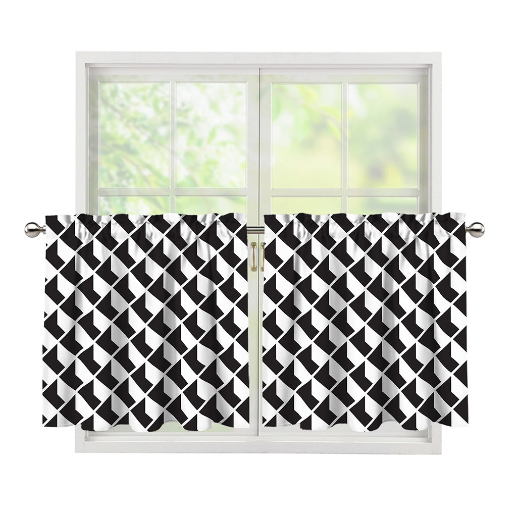 Isometric Geometric Pattern Print Tier Curtains