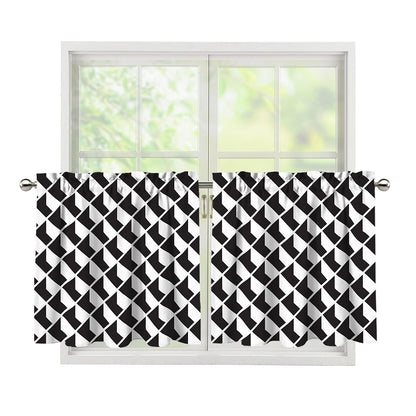 Isometric Geometric Pattern Print Tier Curtains