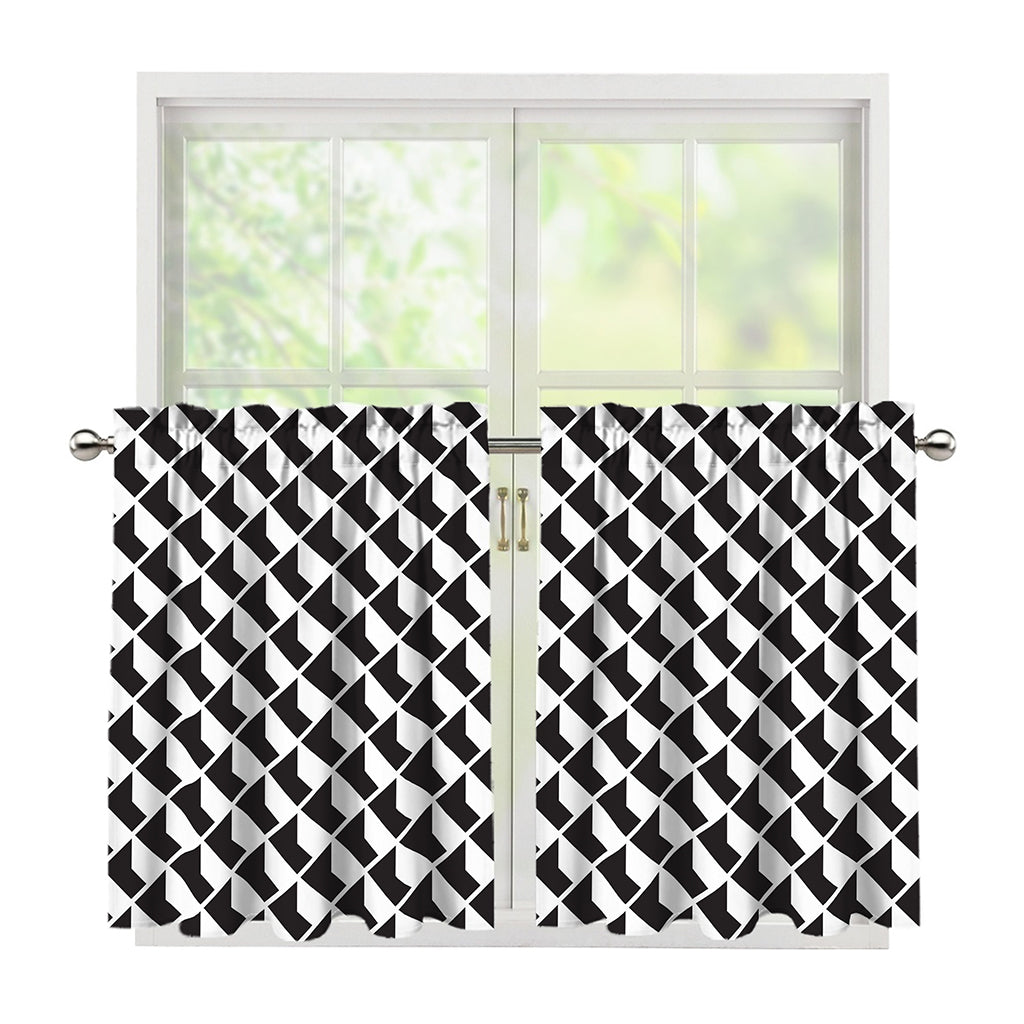 Isometric Geometric Pattern Print Tier Curtains