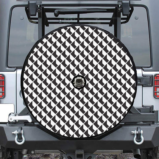Isometric Geometric Pattern Print Tire Cover With Camera Hole