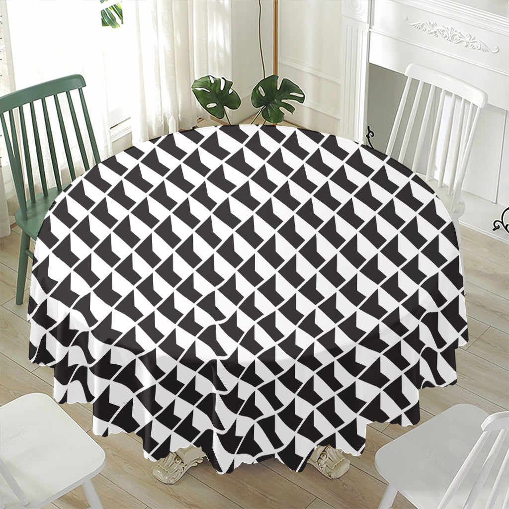 Isometric Geometric Pattern Print Waterproof Round Tablecloth