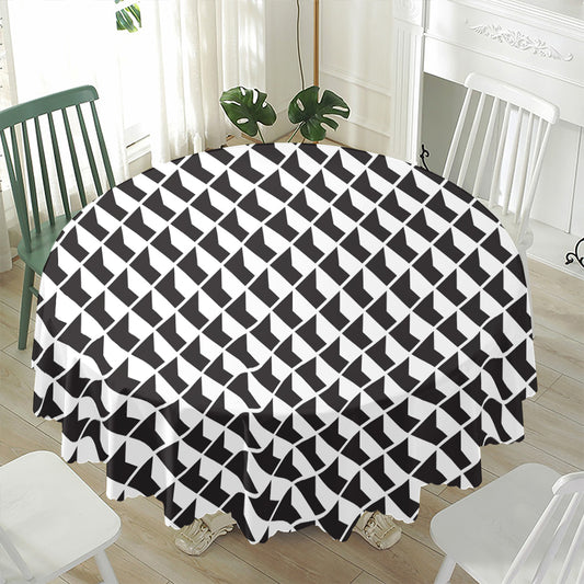 Isometric Geometric Pattern Print Waterproof Round Tablecloth