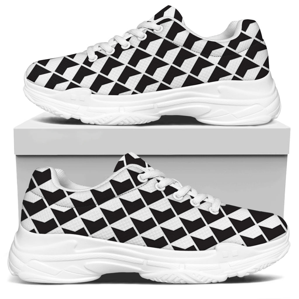 Isometric Geometric Pattern Print White Chunky Shoes