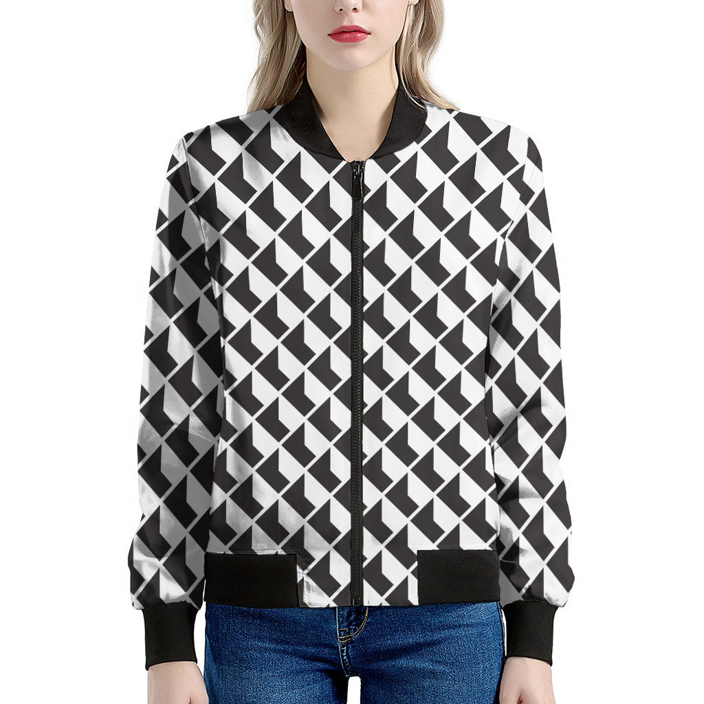 Isometric Geometric Pattern Print Women's Bomber Jacket