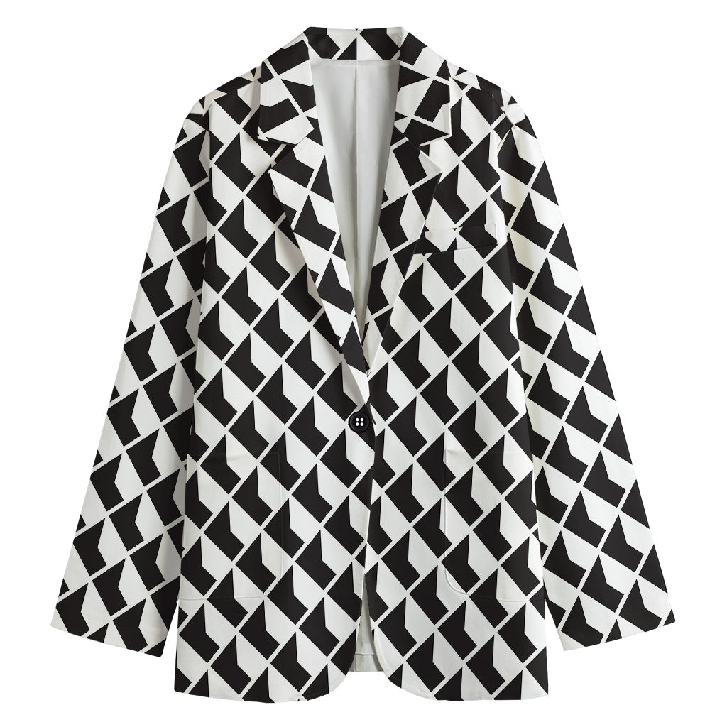 Isometric Geometric Pattern Print Women's Cotton Blazer