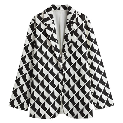 Isometric Geometric Pattern Print Women's Cotton Blazer