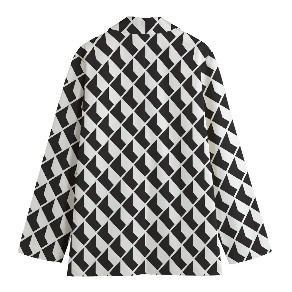Isometric Geometric Pattern Print Women's Cotton Blazer