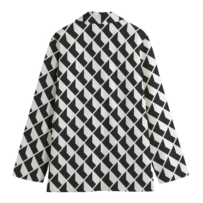 Isometric Geometric Pattern Print Women's Cotton Blazer