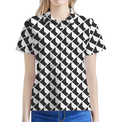 Isometric Geometric Pattern Print Women's Polo Shirt