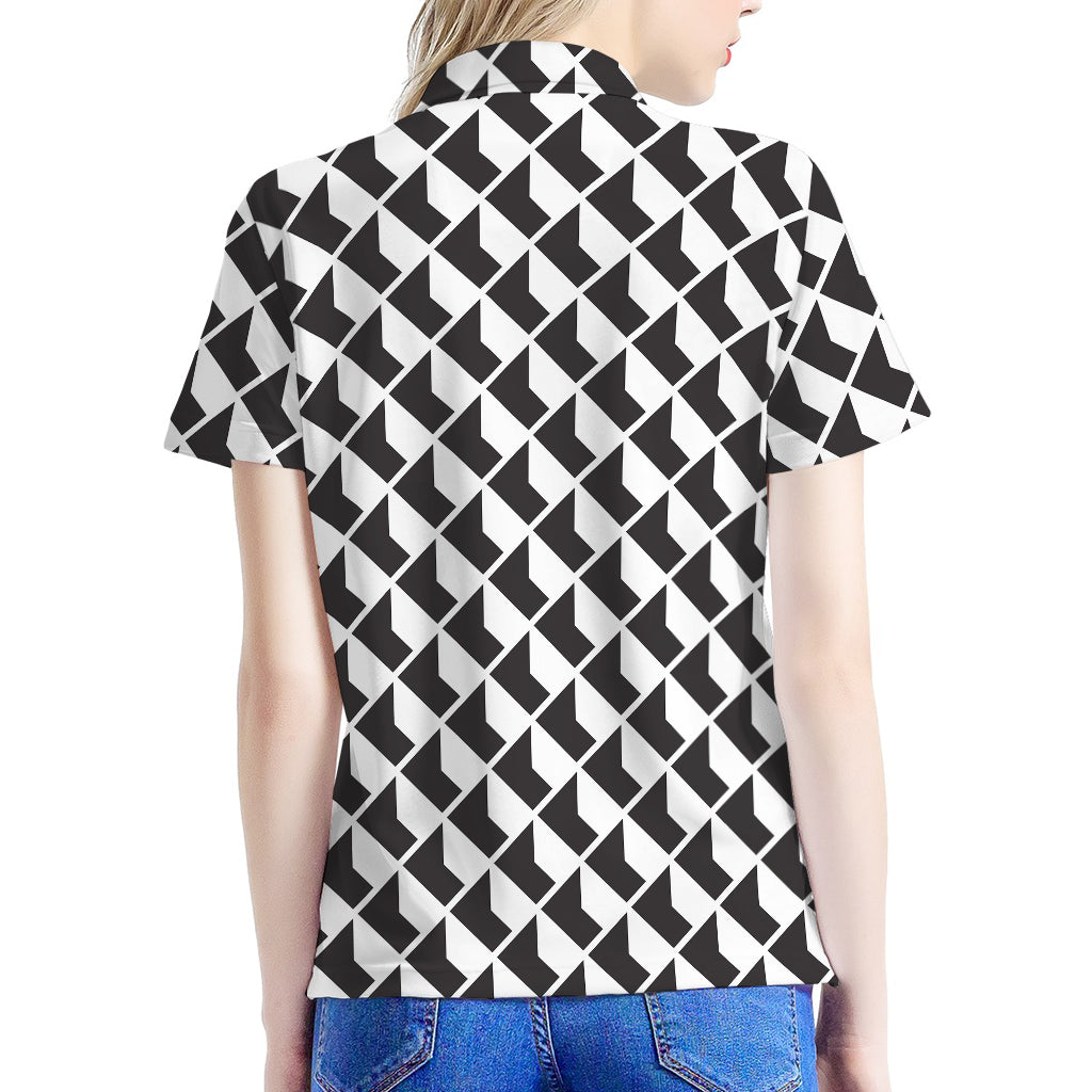 Isometric Geometric Pattern Print Women's Polo Shirt