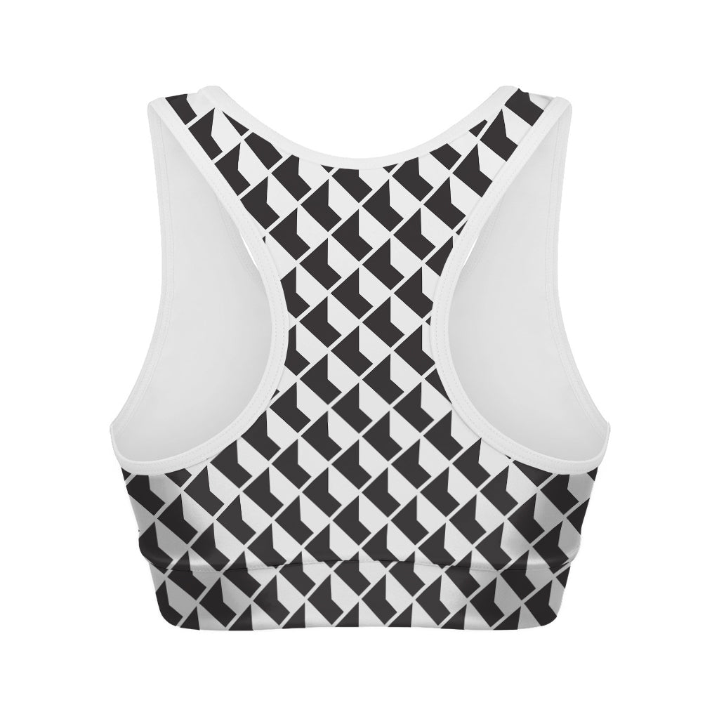 Isometric Geometric Pattern Print Women's Sports Bra