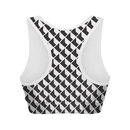 Isometric Geometric Pattern Print Women's Sports Bra