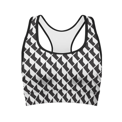 Isometric Geometric Pattern Print Women's Sports Bra