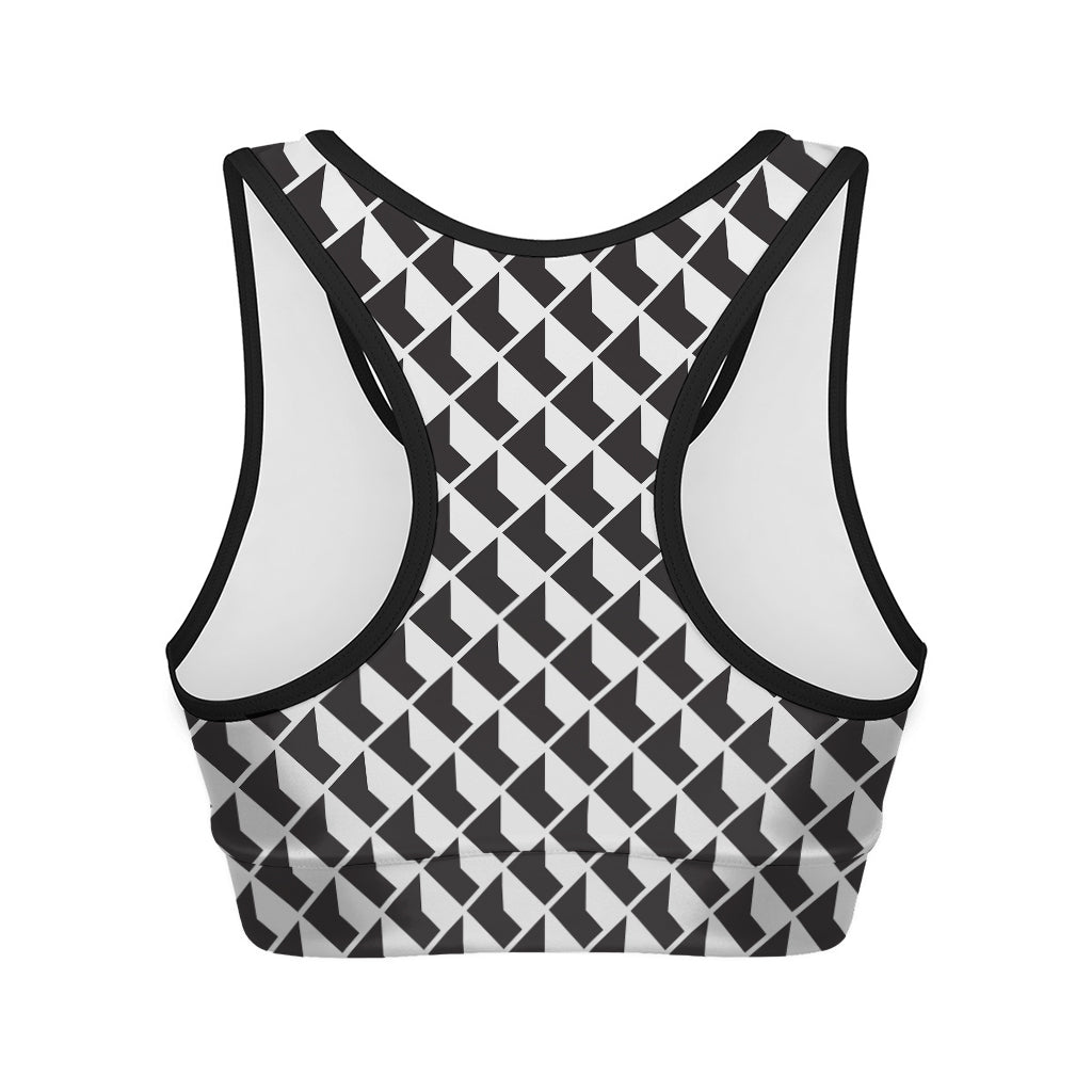 Isometric Geometric Pattern Print Women's Sports Bra