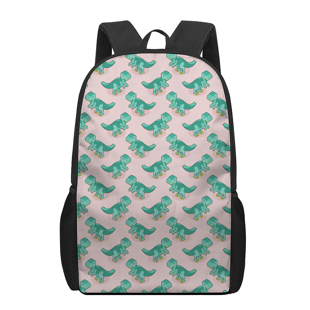 Isometric Tyrannosaurus Pattern Print 17 Inch Backpack