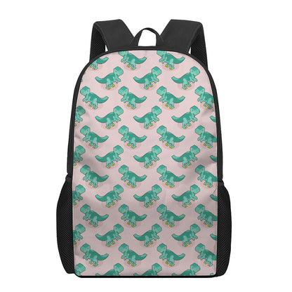 Isometric Tyrannosaurus Pattern Print 17 Inch Backpack