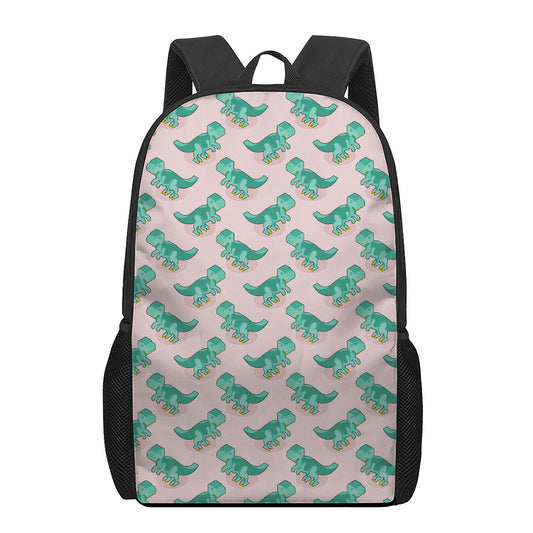 Isometric Tyrannosaurus Pattern Print 17 Inch Backpack