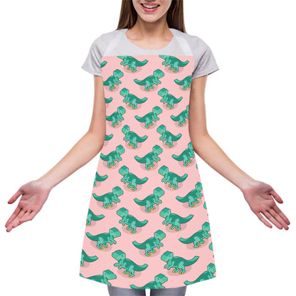 Isometric Tyrannosaurus Pattern Print Adjustable Apron